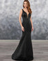 Sexy Deep V-Neck Black Satin Long Bridesmaid Dresses Mermaid Party Gowns Floor Length